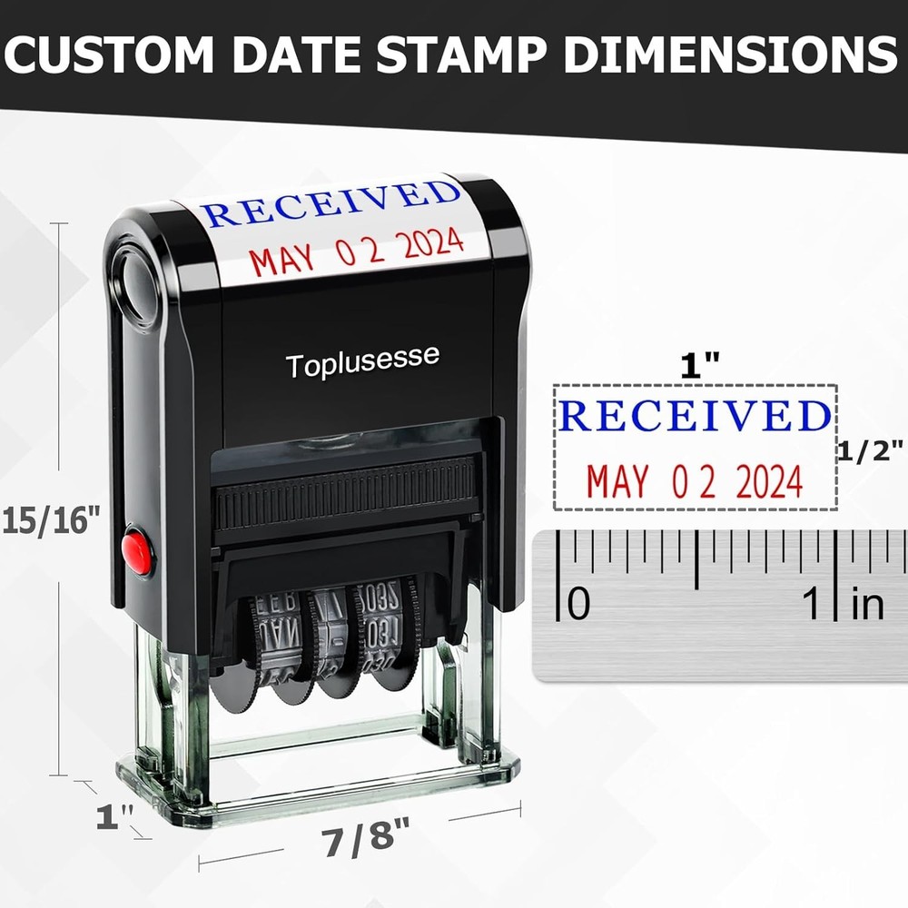 Received Stamp with Date Self-Inking Office Rubber Received Date Stamp for Bu...
