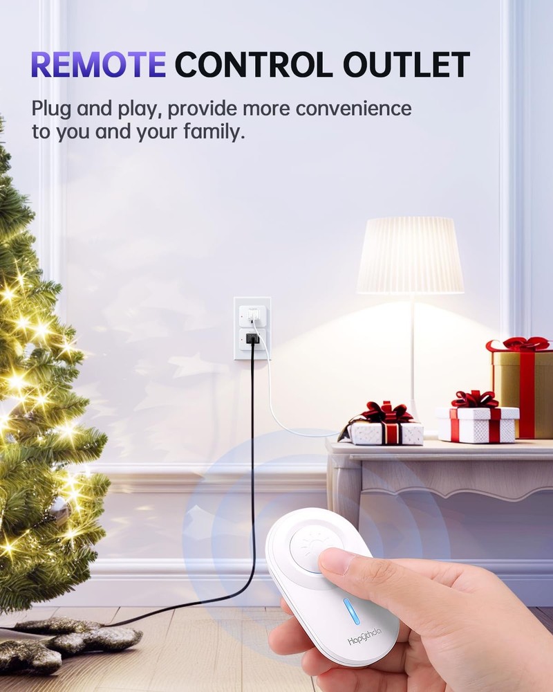 2 Pack Remote Control Outlet Plug, 15A Wireless Switch, 300ft RF Range