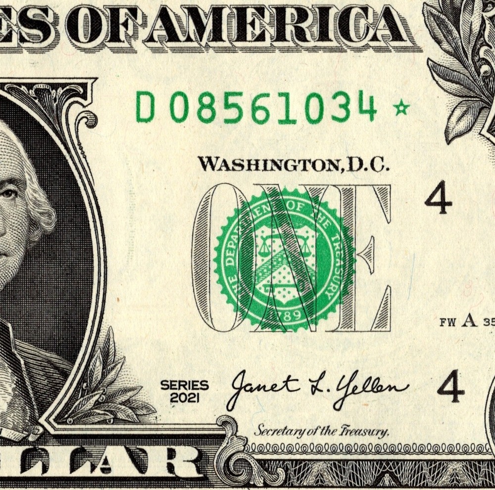 2021 D Star Note One Dollar Bill Regular Run Pack Note D08561034*