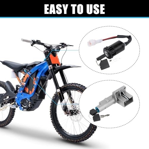 Motorcycle Ignition Key Switch Set, PSLER Ebike Ignition Switch with Key Fit