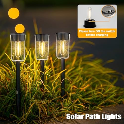Solar Pathway Lights Outdoo 8 Pack, Bright Solar Path Lights Black-8 pack
