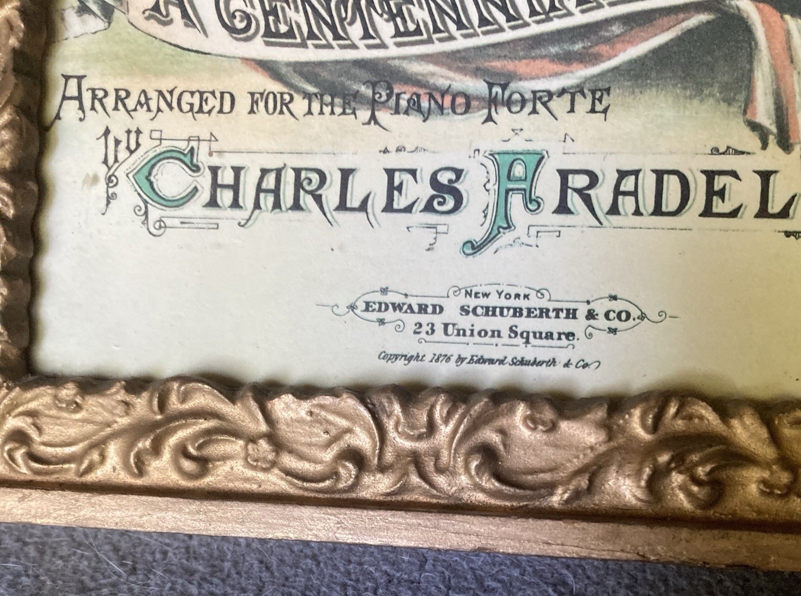 1876 Edward Schuberth & Co. FRAMED Sheet Music “The Union Forever” C. Fradel