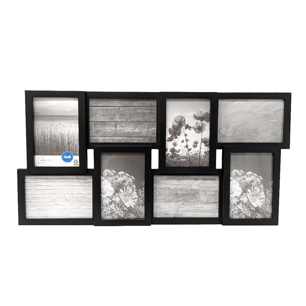 4x6 Picture Frame Black Gallery Wall Display for 8 Photos Linear Program