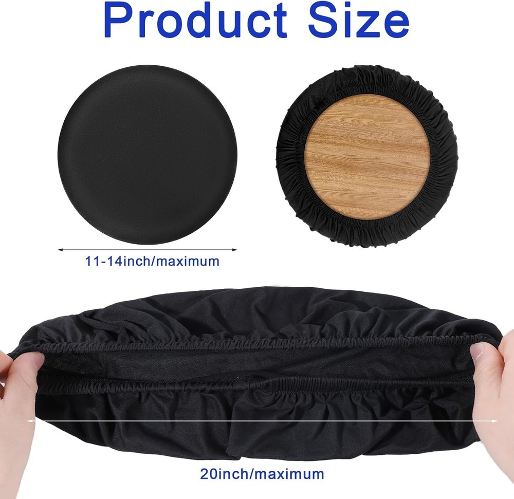 2 Pcs Bar Stool Covers Black Round High Elastic Bar Stool Covers Soft Stool
