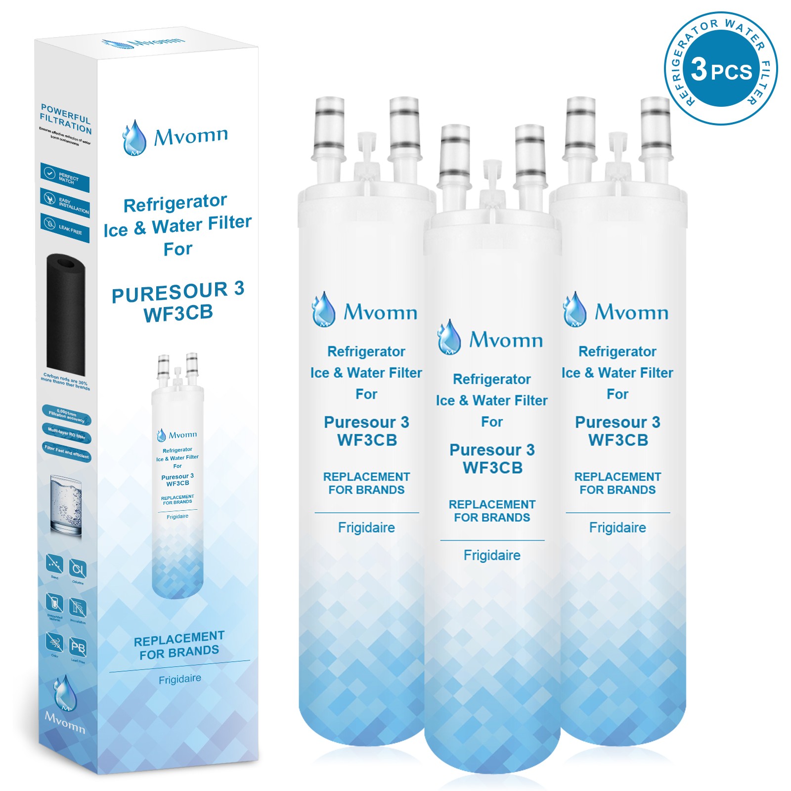 3 PACK Frigidaire WF3CB Refrigerator PureSource Ultra 3 Water & Ice Filter