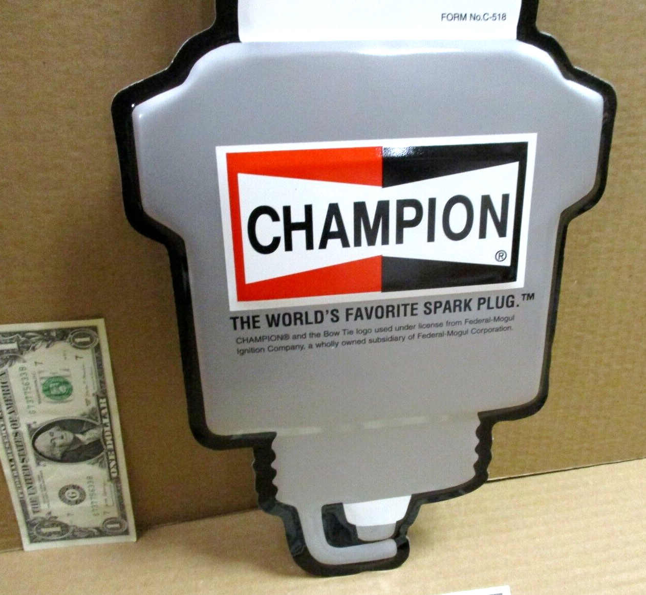 CHAMPION --- Looks Like a GIANT Spark Plug - CAR TRUCK Tune-Up Sign - SPEED SHOP