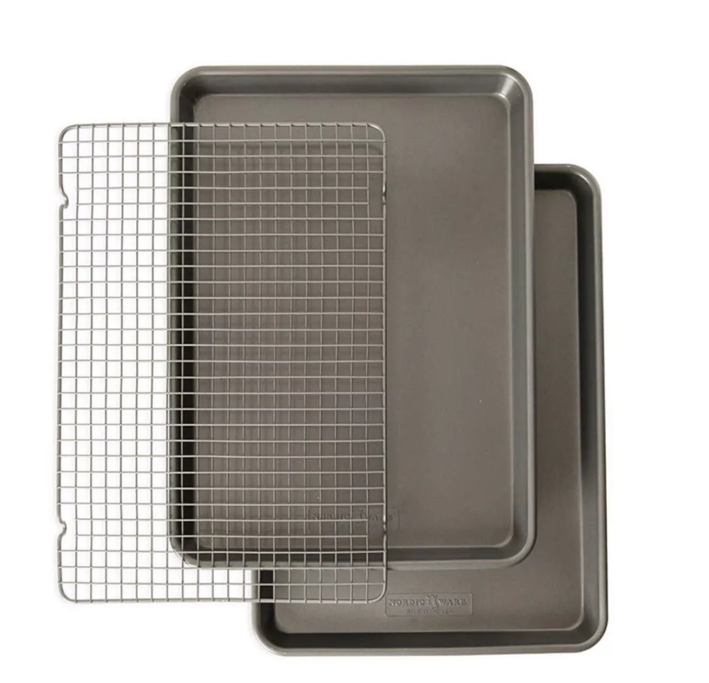 Nordic Ware 3-Piece Nonstick Baking Set – Includes 2 Half Sheet Pans and 1 Crisp