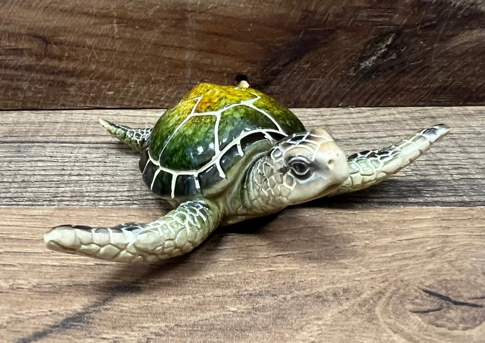 Turtle Green Resin Figurine 4" x 1"