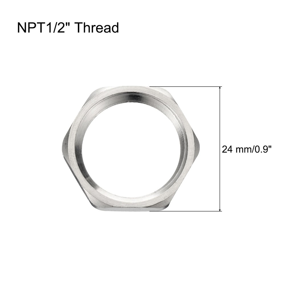 12PCS Cast Pipe Fitting Hex Locknut Nut NPT1/2" Female Thread Silver Tone