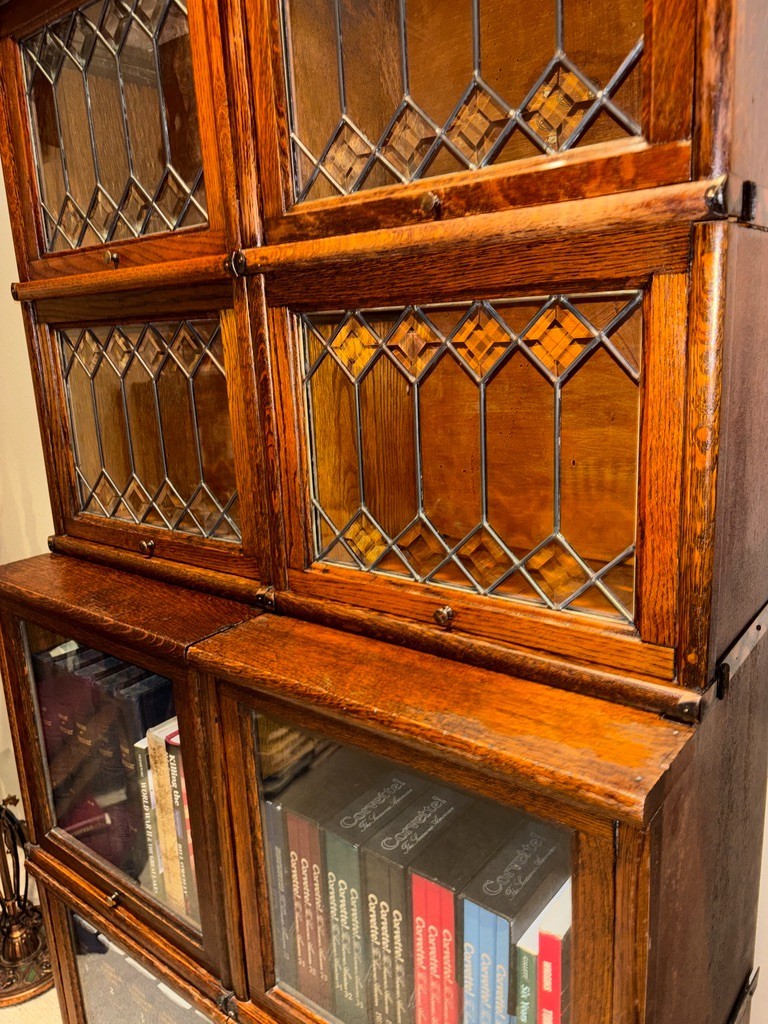 Macey-Wernicke 8 Stack 1/2 Size Oak Bookcase Original Finish Leaded Doors