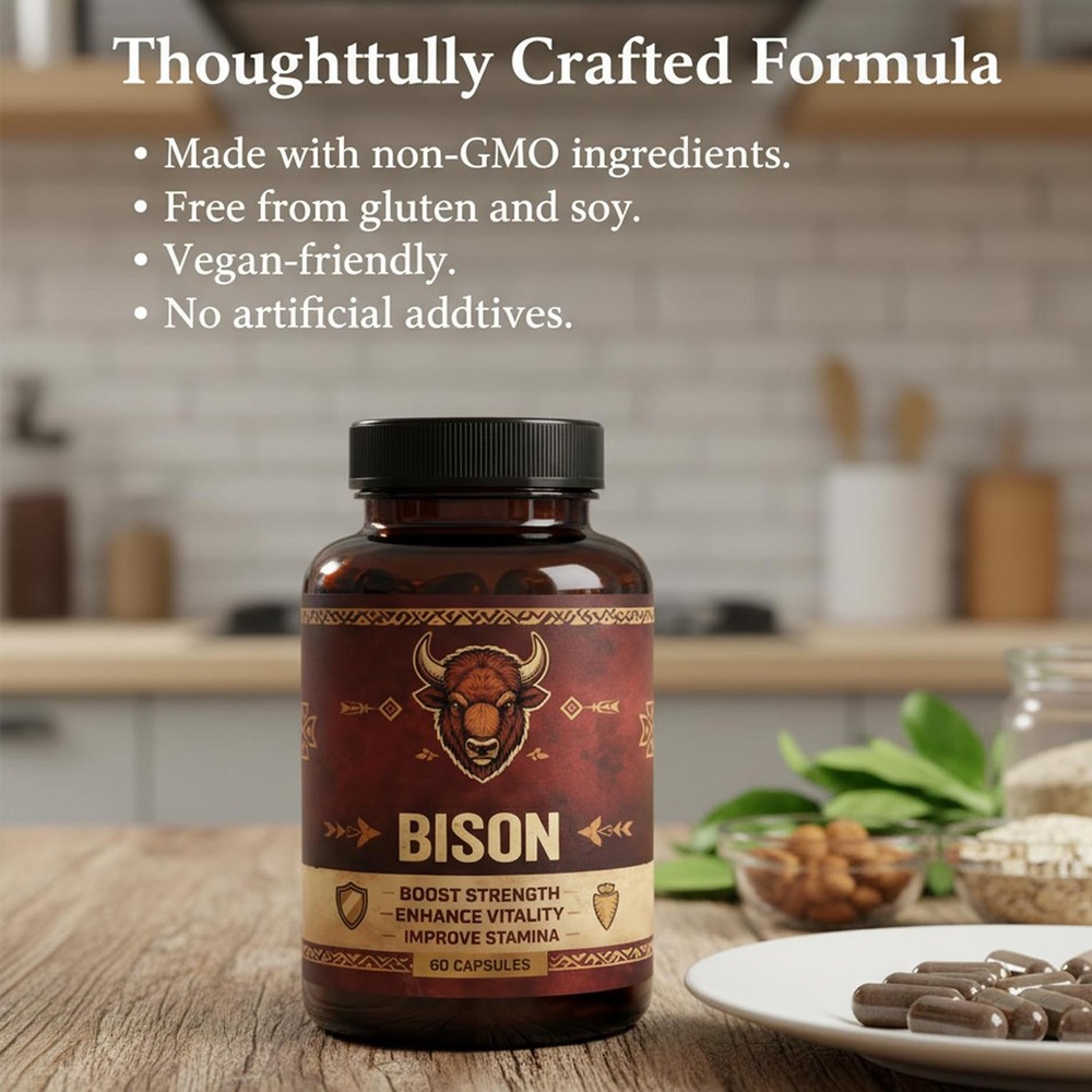 Primal Edge Bison, Primal American Bison Extract Capsules – 60 Capsules (1pack)