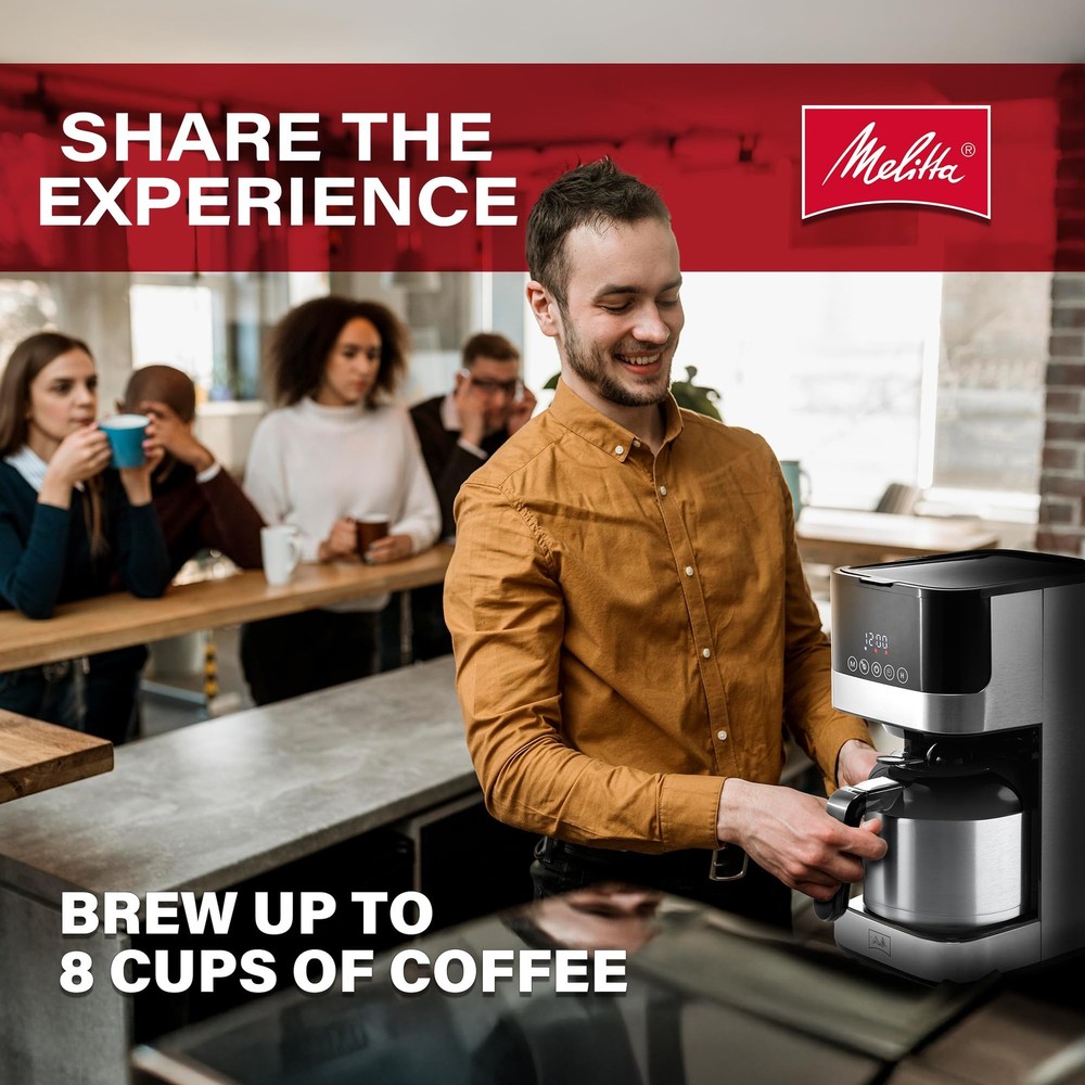 Melitta Aroma Tocco Glass Drip Coffee Maker Programmable 10 Cup Black Silver