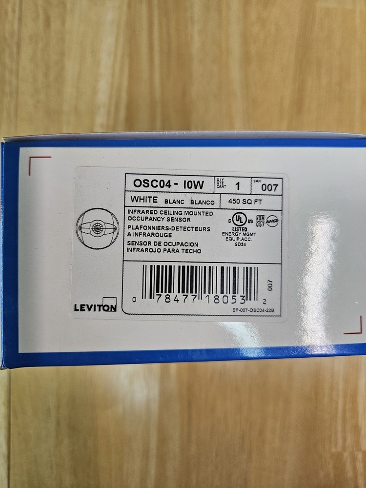 Leviton OSC04-10W, Infared Ceiling Mount Occupancy Sensor - NEW