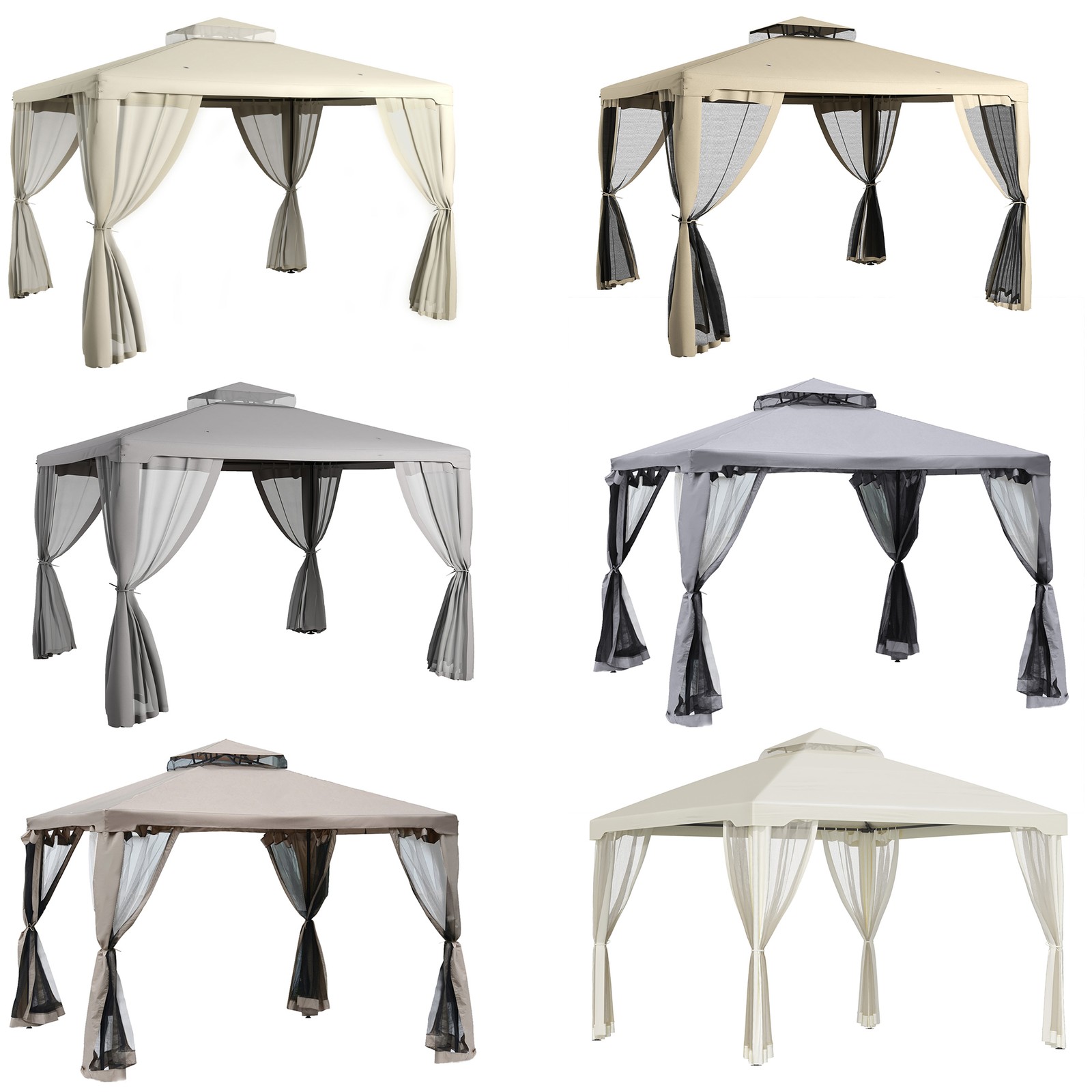 Outsunny Outdoor Patio Gazebo Pavilion Canopy Tent w/ 2-tier Roof