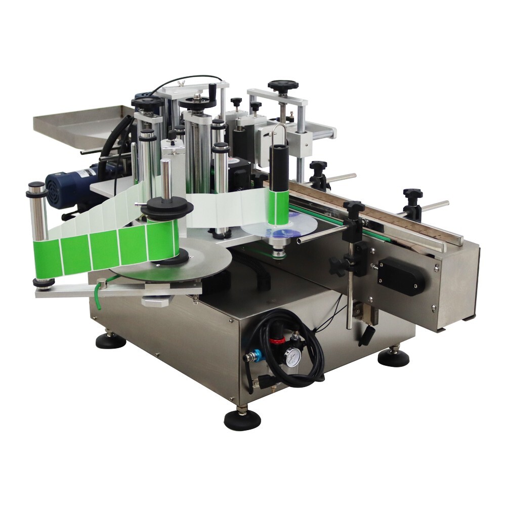 Automatic Round Bottle Labeling Machine w/Conveyor 360°Labeling 0.78-4.72in Dia.