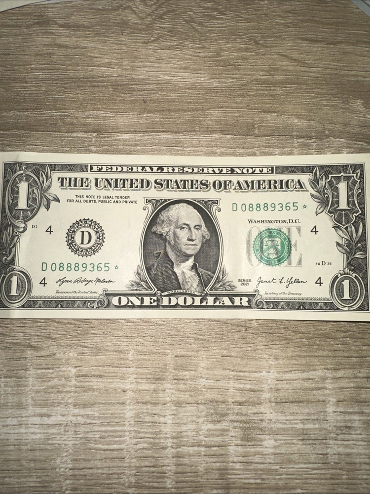1$ star note 2021 serial number D08889365*