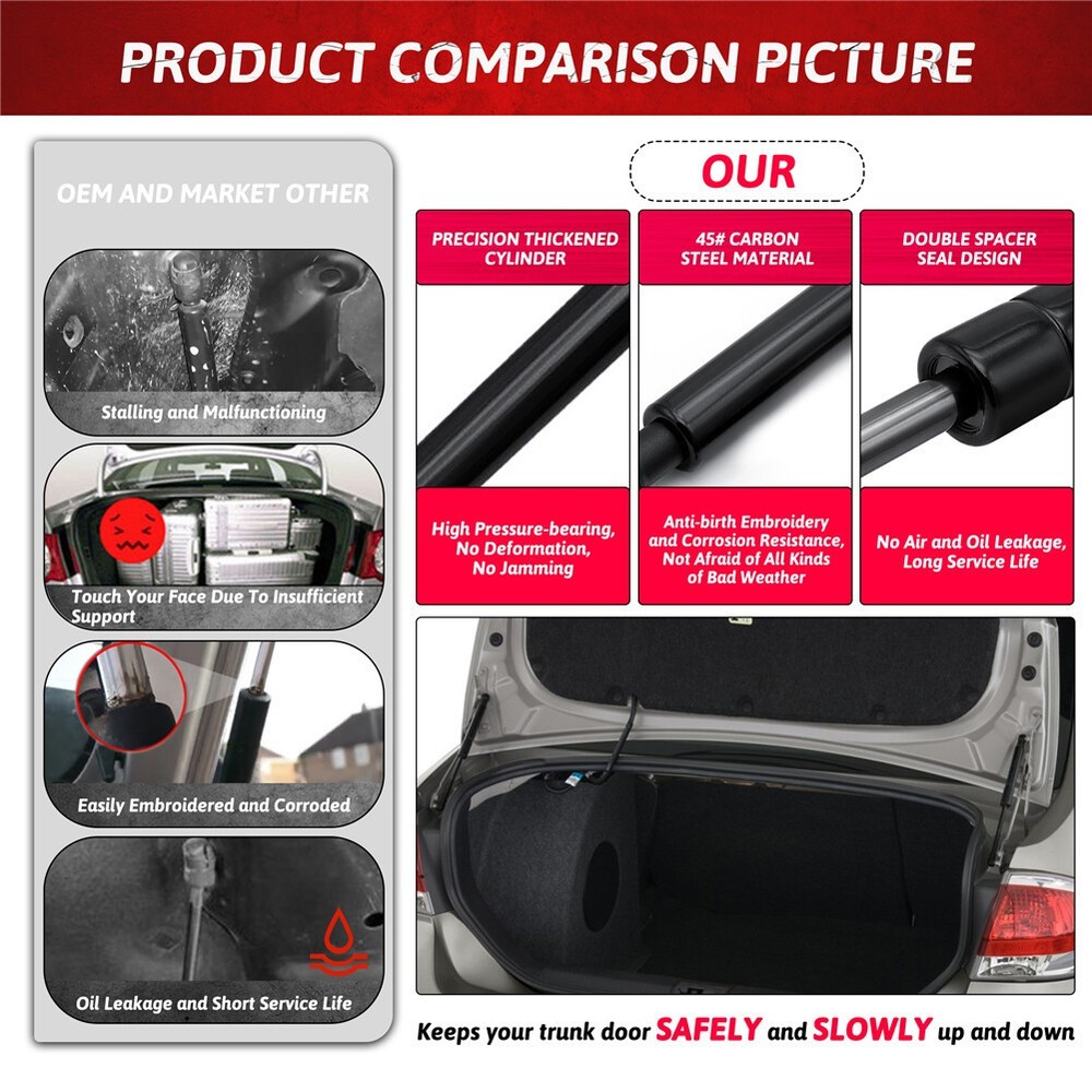 QTY2 5B-059073 For Ford Focus With Spoiler 2005-2011 Trunk Lift Supports Struts
