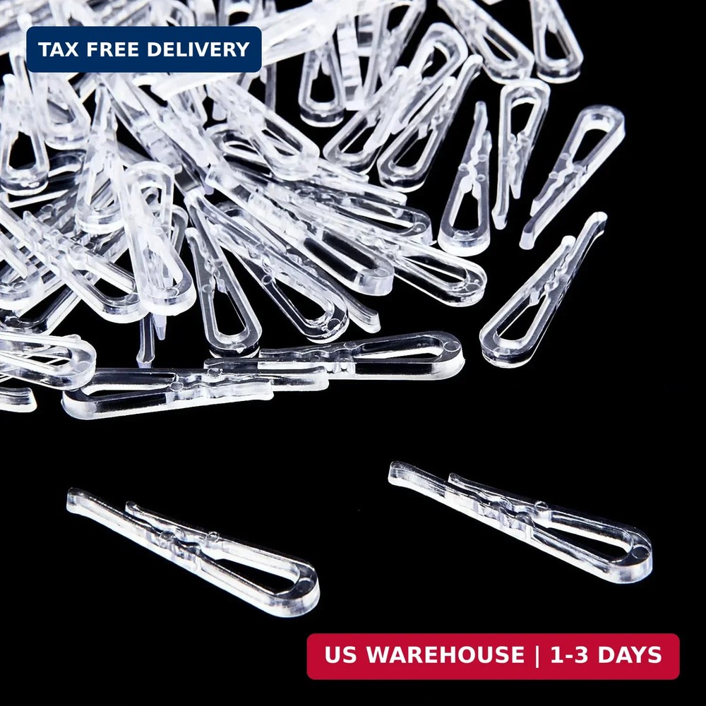 ZOEYES 2000Pcs U Shape Plastic Alligator Clips, 1.5"Transparent Plastic Clothesp