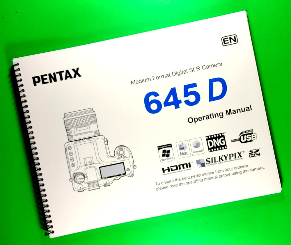 Owners Manual for Ricoh Pentax 645D Camera 108 Pages W/Clear Covers!
