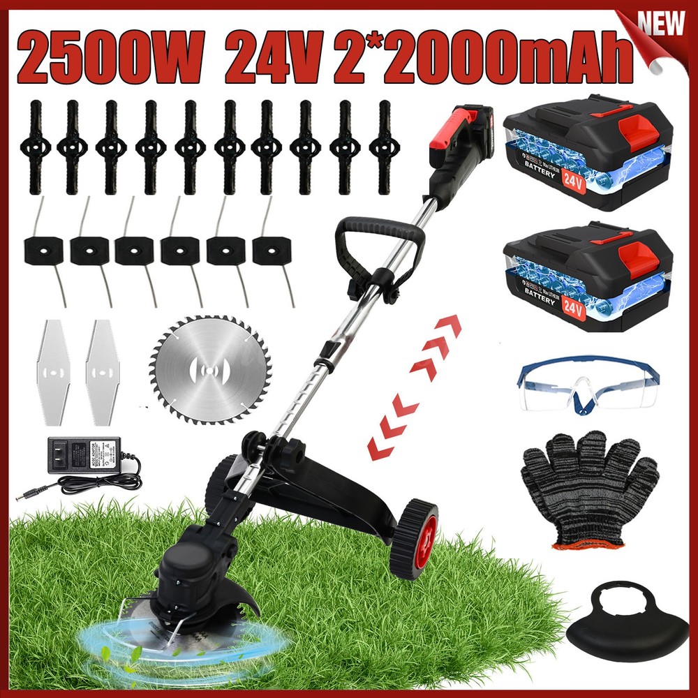 Cordless String Trimmer, Edger Weed Whacker Grass Eater Lawn Cutter w/2*2000mAh