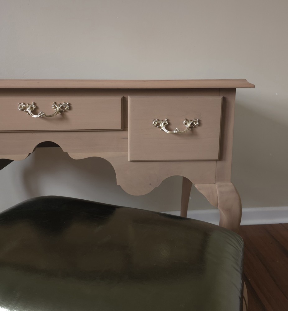 Glam Neoclassical Solid Cherry Wood Desk with Stool | Louis Philippe Inspired