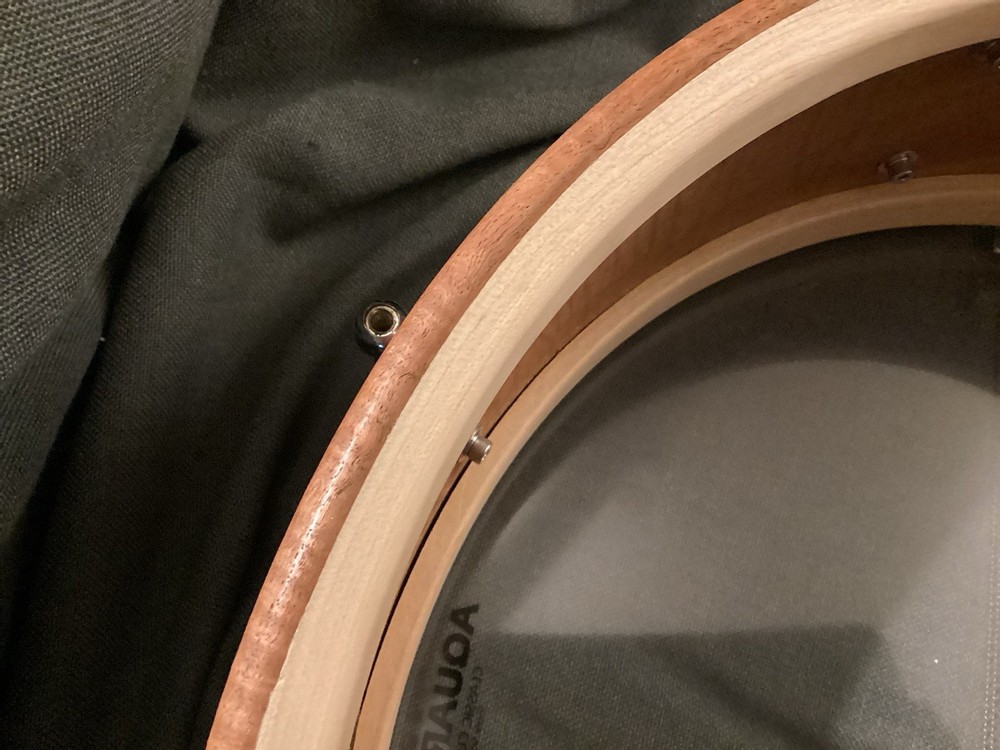 Custom Handmade Snare Drum , Single , One Ply All Mahogany Solid Shell ..16”