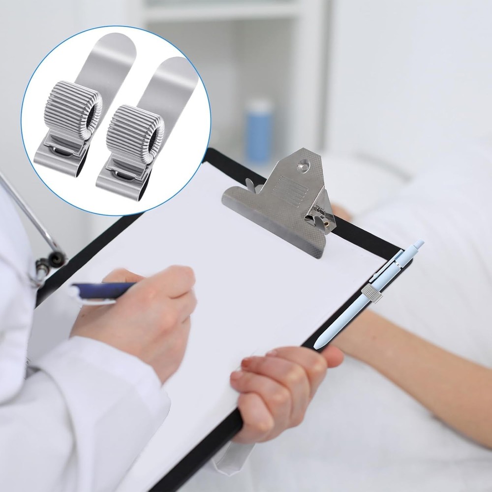 Notebook Clip On Metal Pen Loop Holder Set