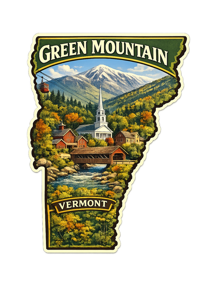 Vermont Custom State Sticker "Green Mountain"