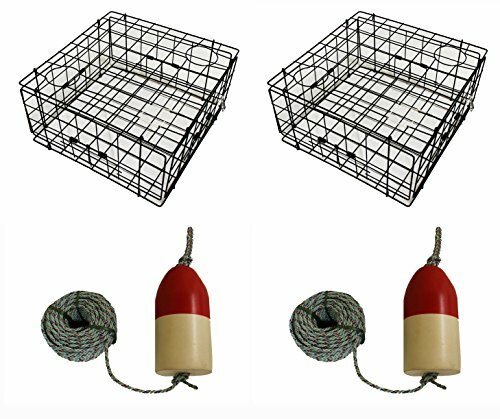 2-Pack of KUFA Vinyl Coated Crab Trap 1/4" X 100' Lead Rope and 6"X14" floats