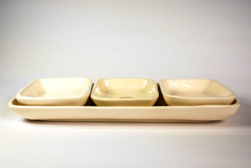 Rae Dunn by Magenta stoneware 13 inch rectangular serving tray set 4 pieces