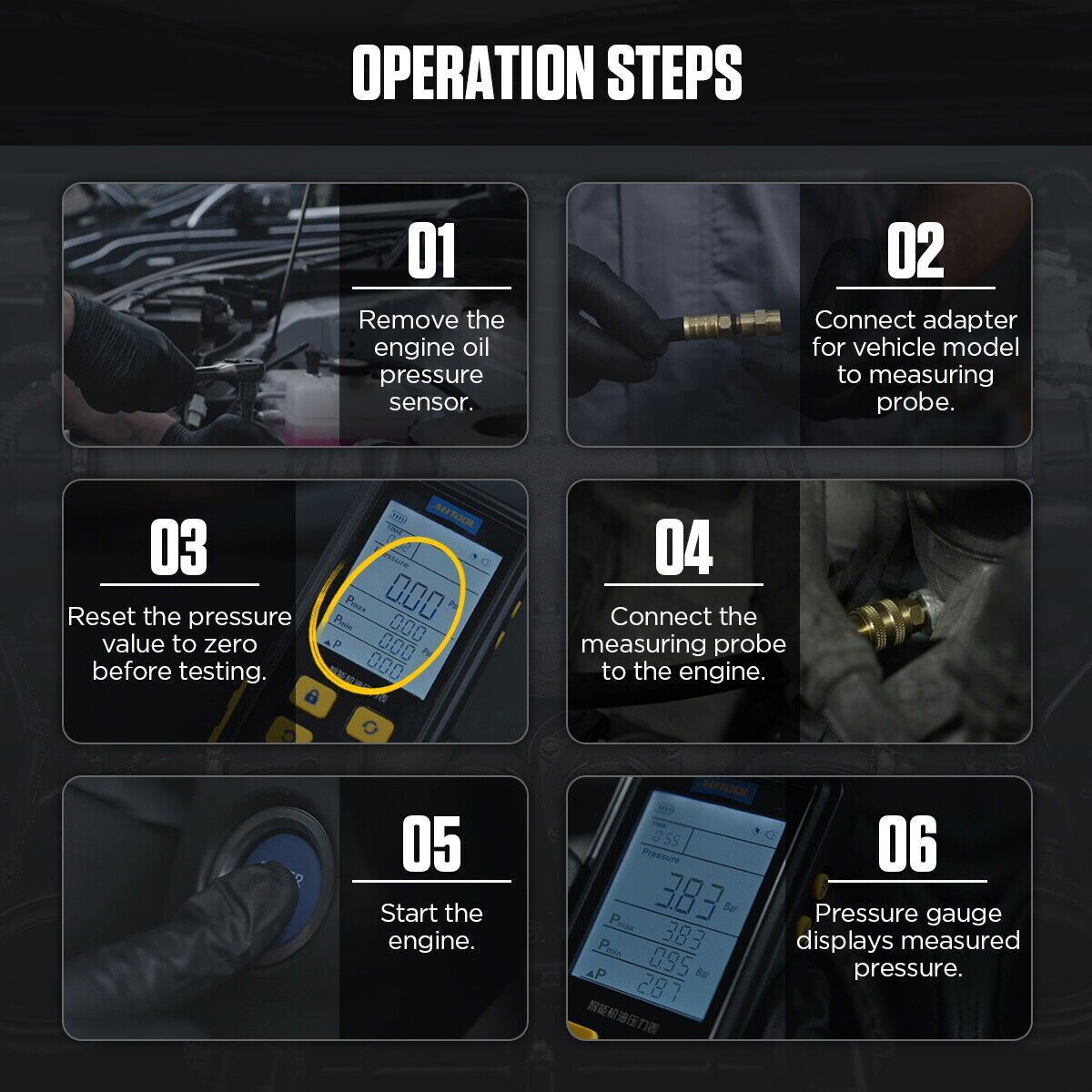 Oil Pressure Tester Kit Tool 0-426 PSI Engine Oil Pressure Tester Digital Gauge