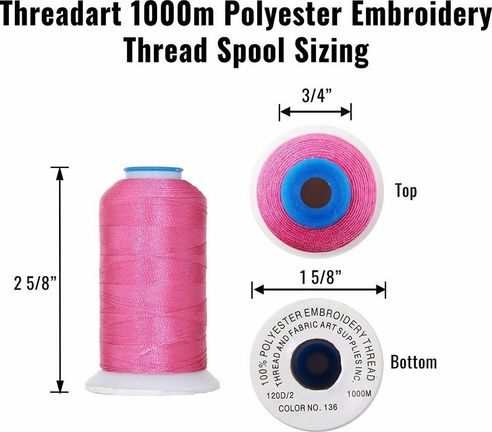 20 CONE POLYESTER EMBROIDERY MACHINE THREAD SETS - 1000M CONES 40WT 11 DIFF SETS