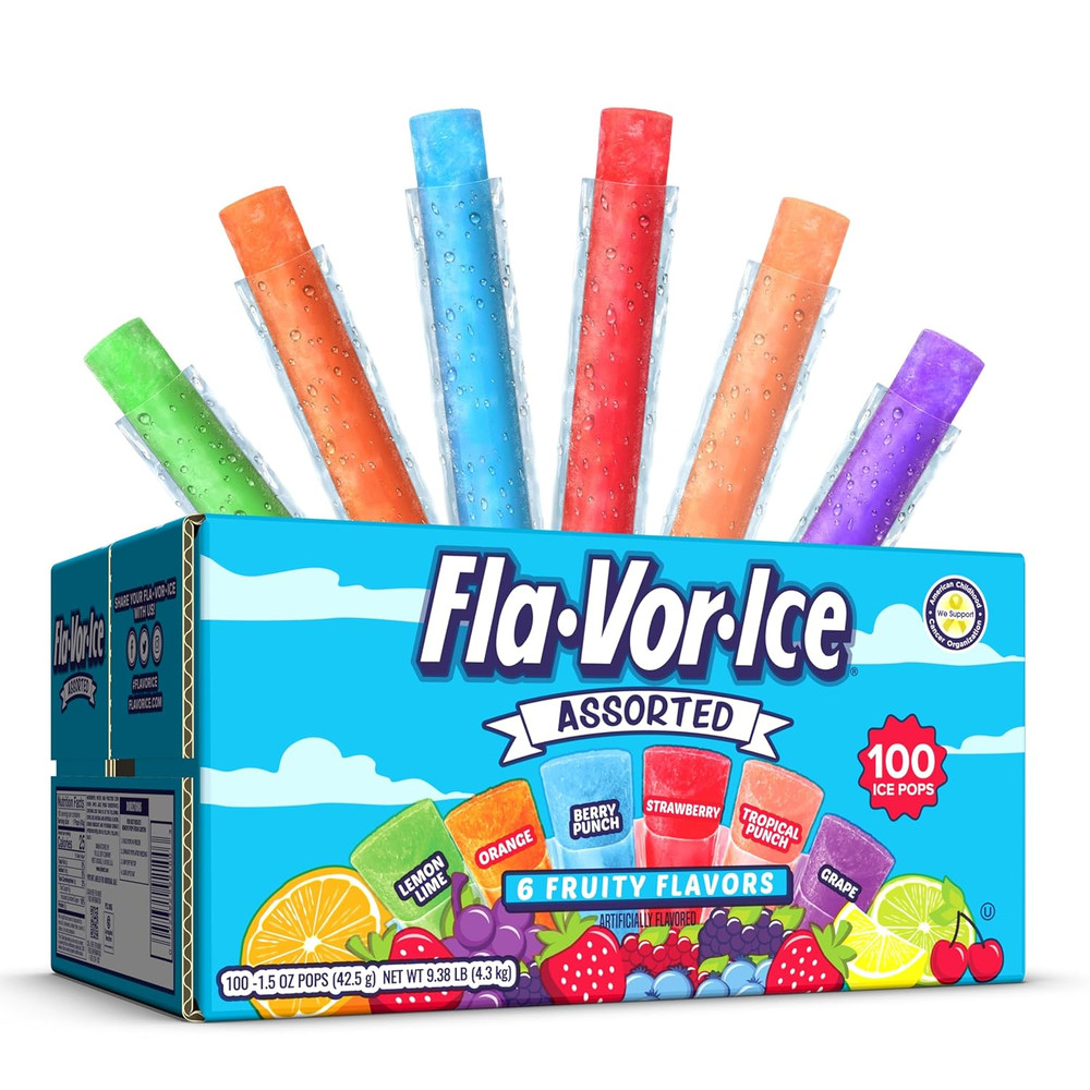 Popsicle Variety Pack of 1.5 Oz Freezer Bars, Assorted Flavors, 100 Count