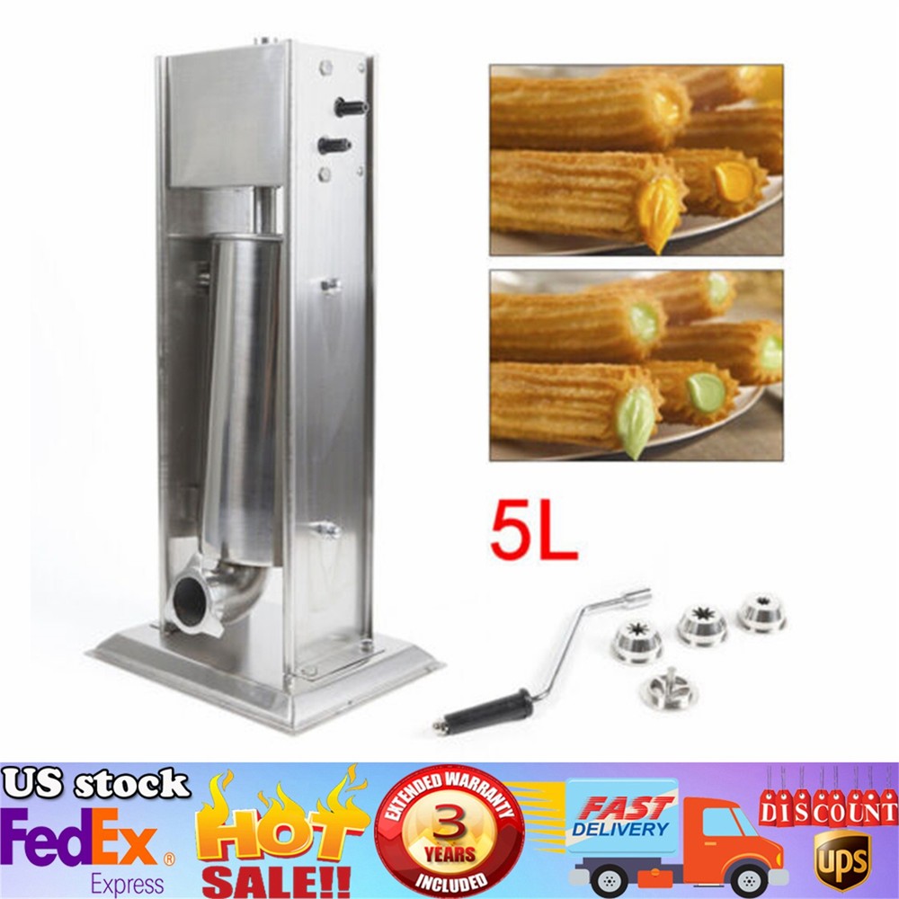 5L Commercial Stainless Steel Churro Maker Machine,4 Nozzles Latin Fruit Machine