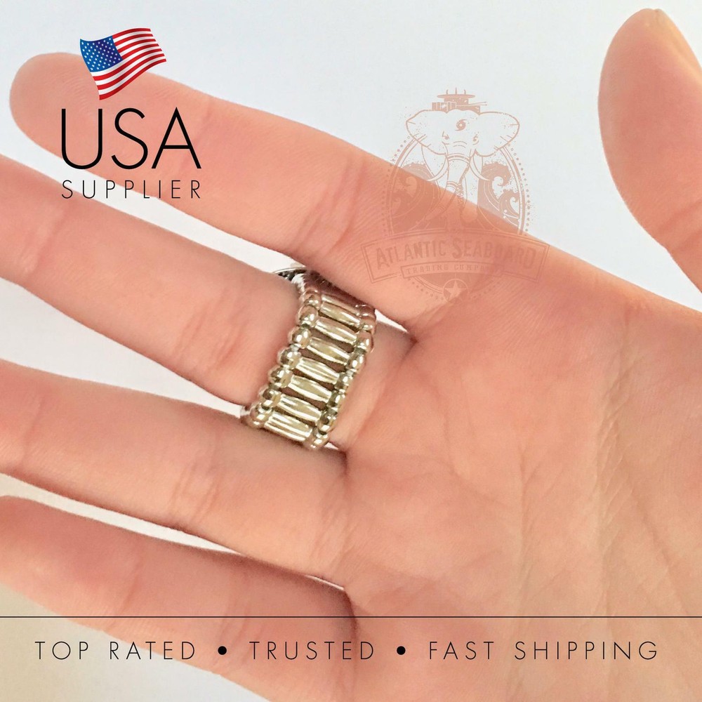 Snap Button Adjustable Stretchy Ring Greek Key Pattern Fits 18-20mm Snaps