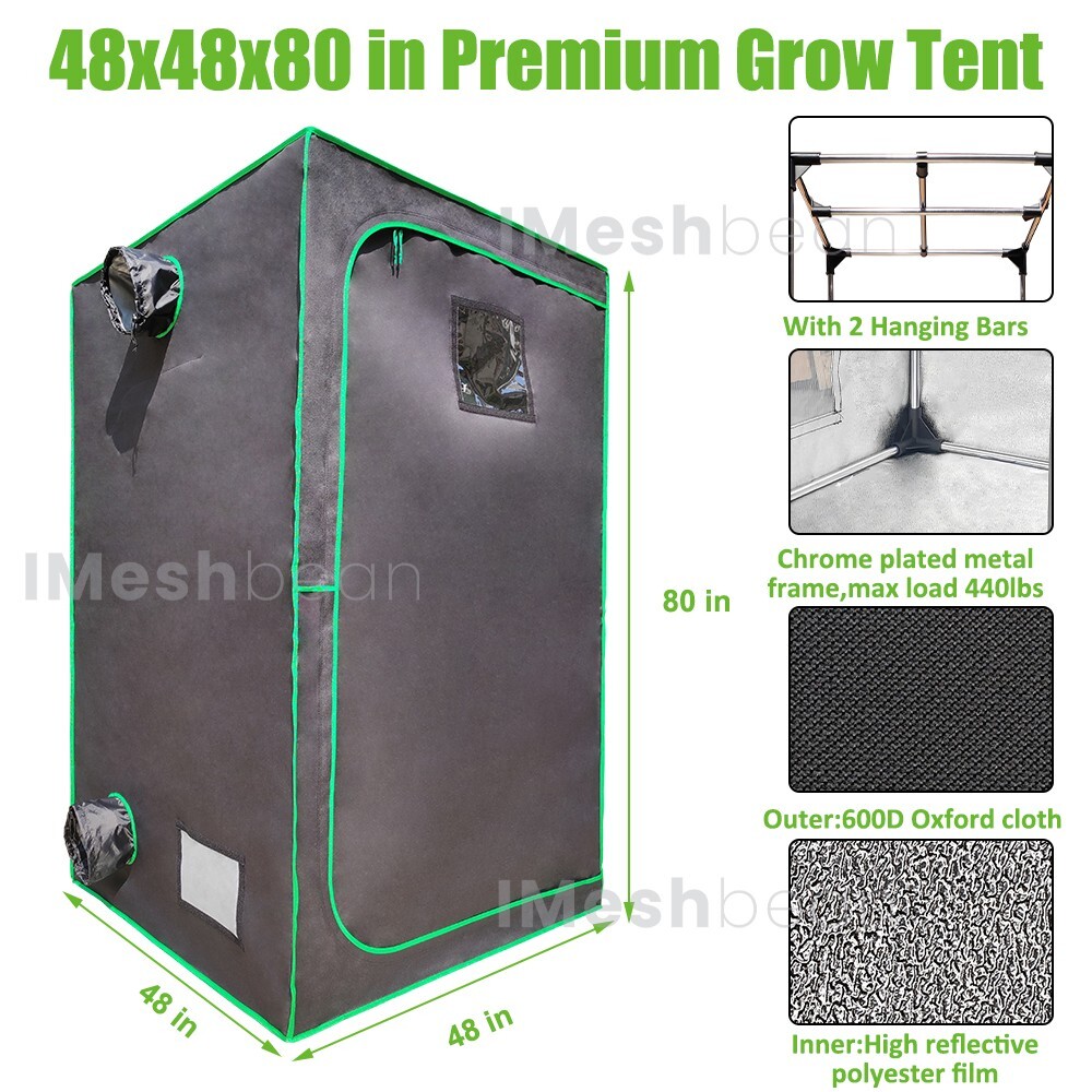 48"x48"x80" Complete Grow Tent Kit w/LED Full Spectrum Grow Light+Air Filter Kit