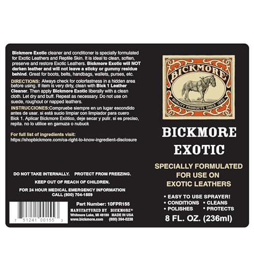 Bickmore Exotic 8oz - Specially Formulated Leather Spray Used Assorted Sizes