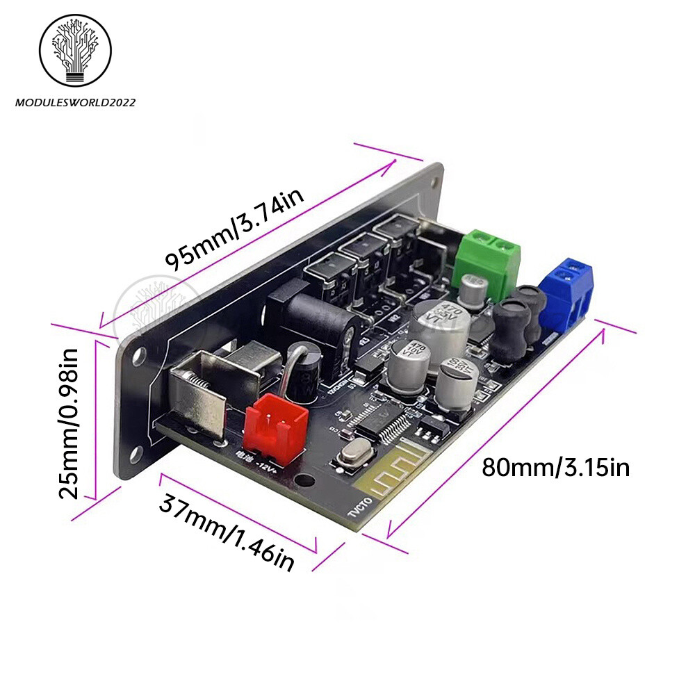 DC 12V HIFI Bluetooth 5.1 Amplifier Board Audio Car Amplifier MP3 Player Module