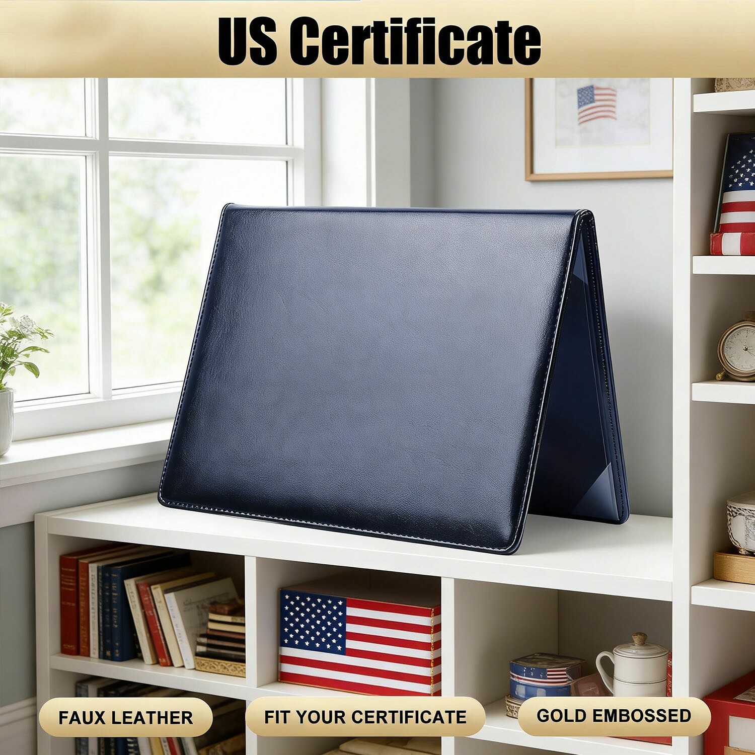 US Citizenship Certificate Holder - US Citizenship Gifts-Gold American Seal Logo