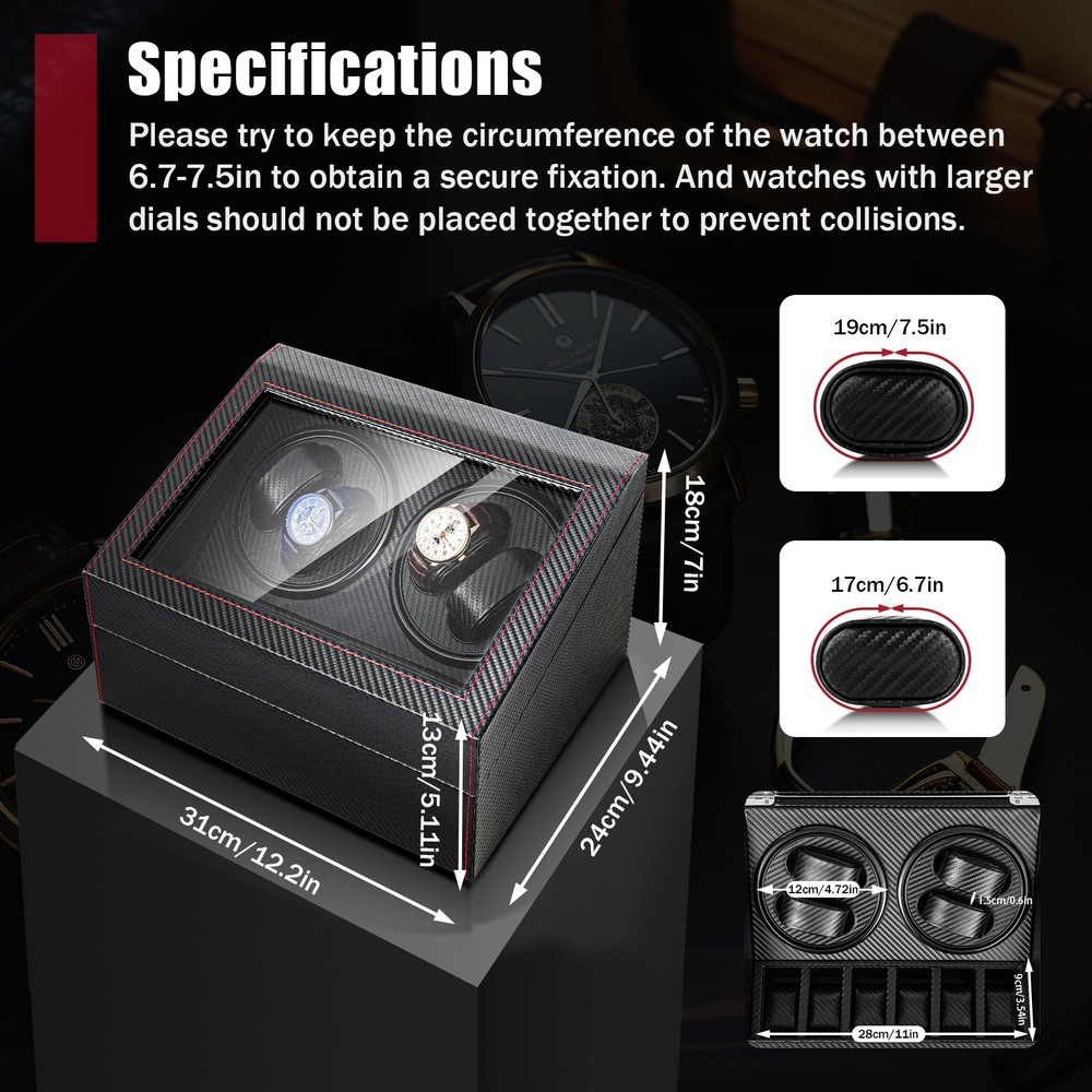 Automatic Rotation Wristwatch Display Box 4+6 Compartments Storage Case Self