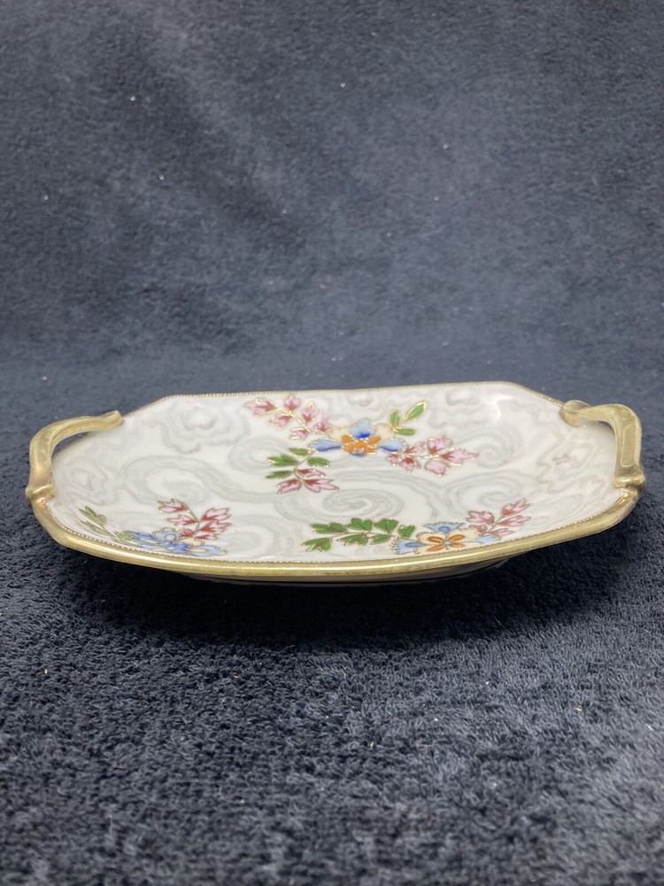 Nippon hand painted 7-1/2 inch handled tray