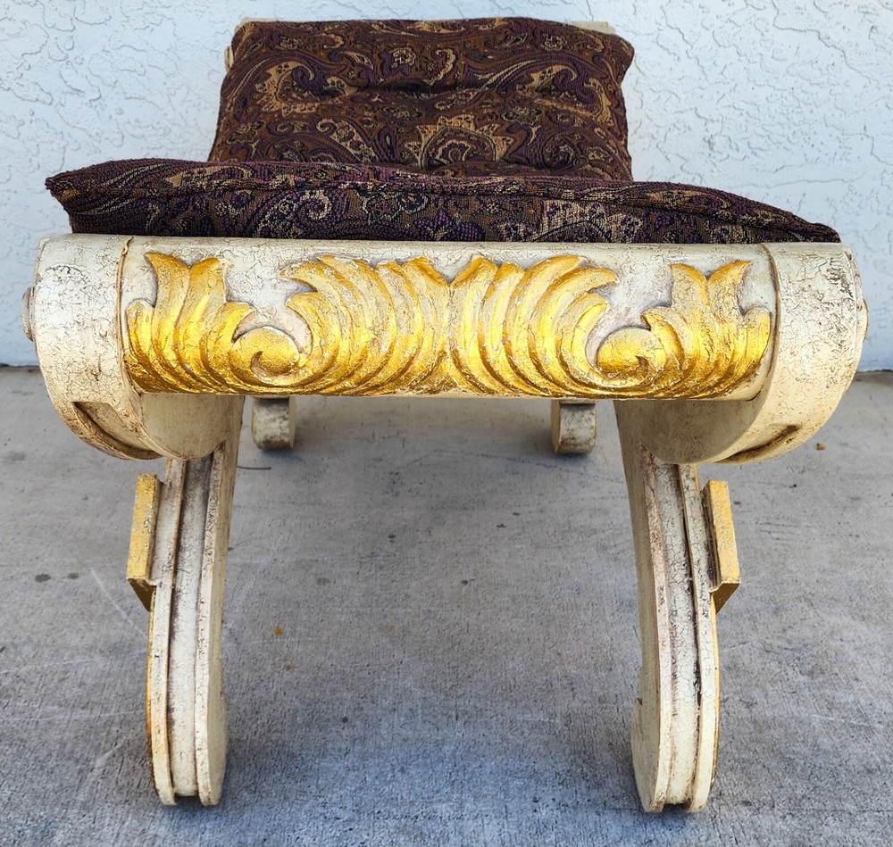French Empire Gilt Gold Leaf Bench Oversized 48"