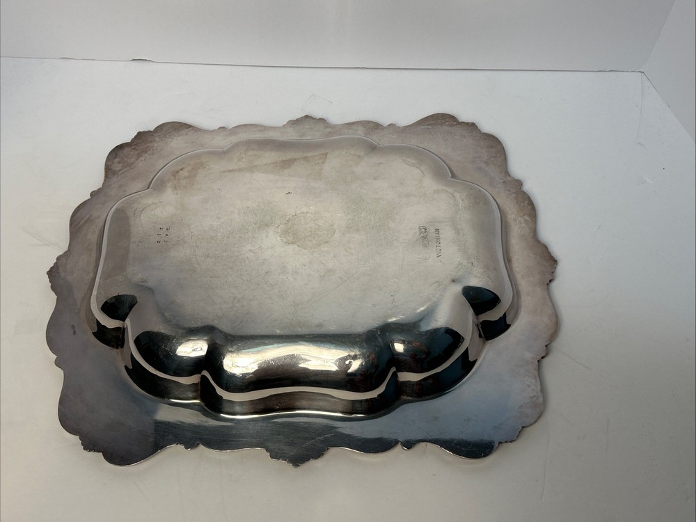 Electroplated Silver on Copper Rectangular Serving Tray Rococo Revival W&SB