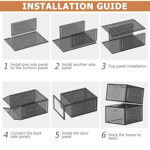 Thicken Shoe Organizer Stackable,Upgraded Sturdy Shoe Storage Box 10 Pack Black