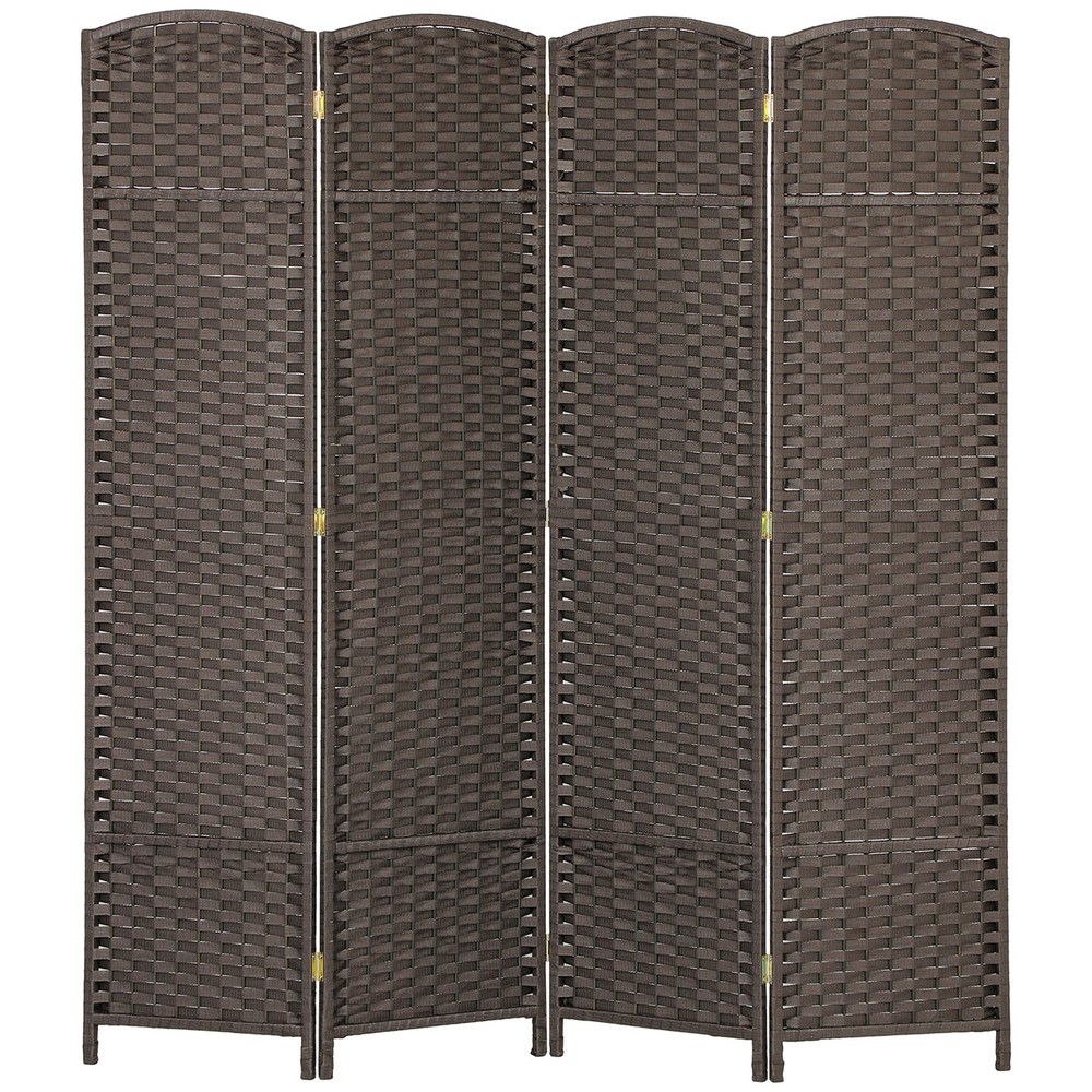 4 Panel Room Divider Freestanding Folding Privacy Screen Brown