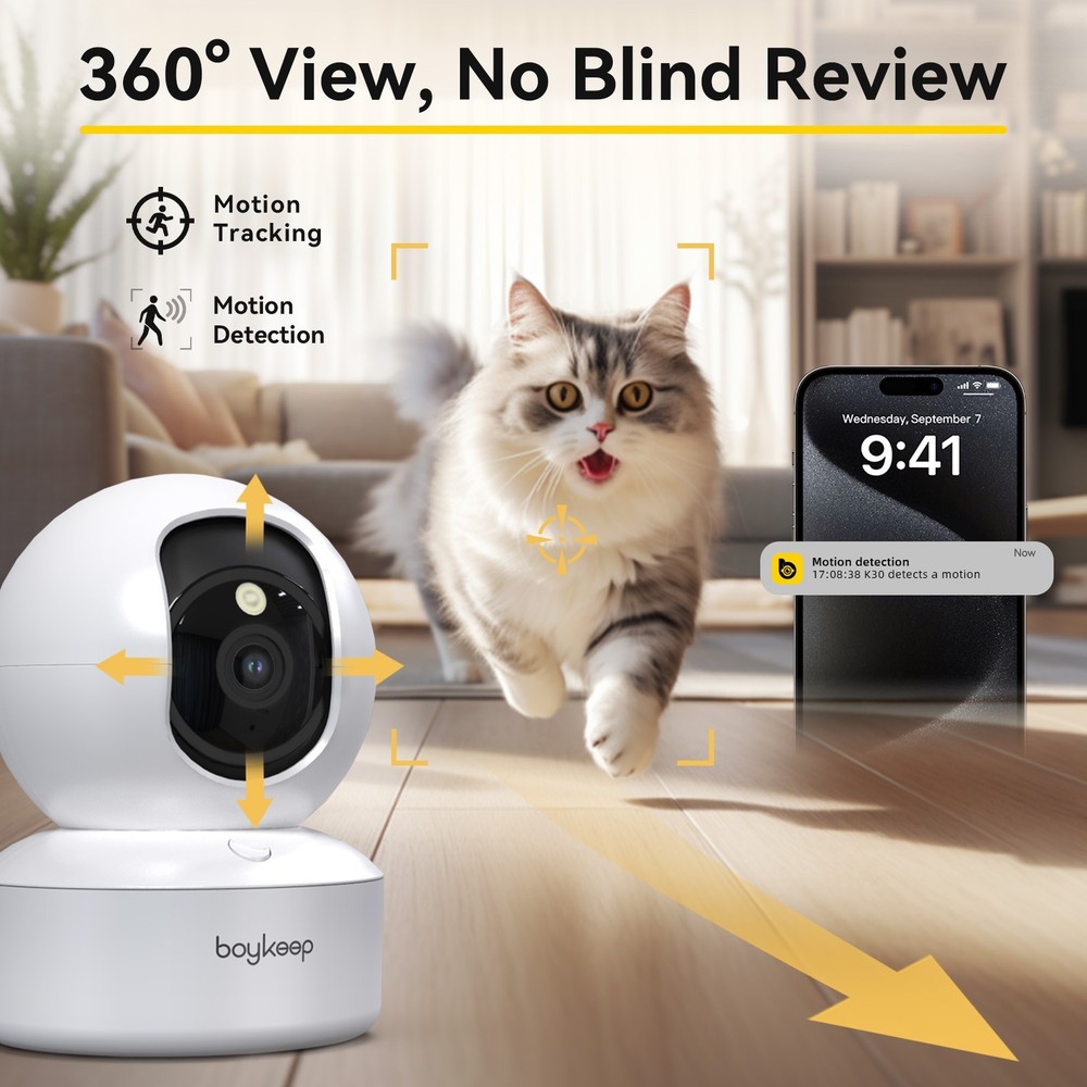 boykeep Wireless 5G WiFi Security Camera 2K Smart Indoor Night Vision Wired Cam