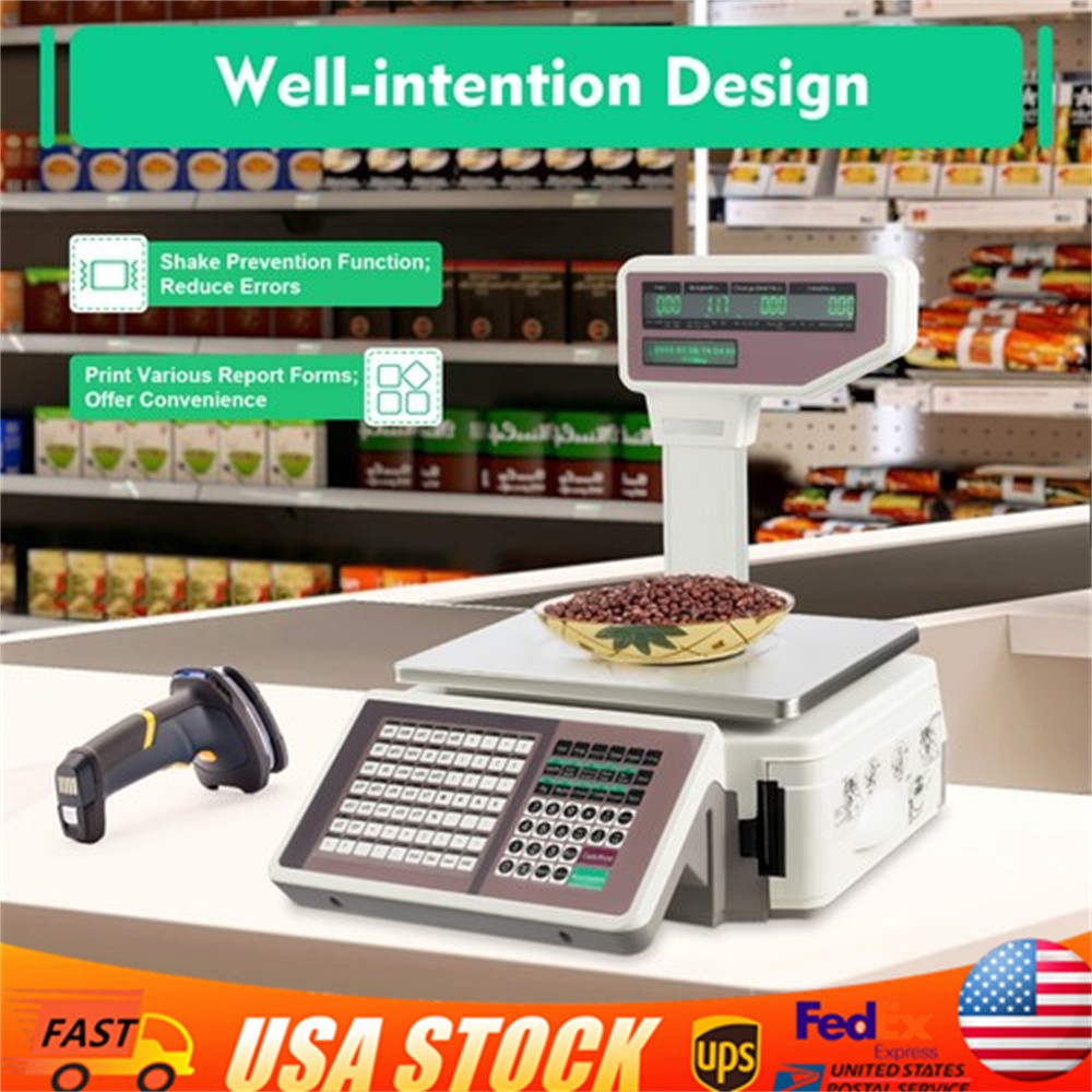 Electronic Weight Scale With Thermal Label Printer Digital Price Computing Scale