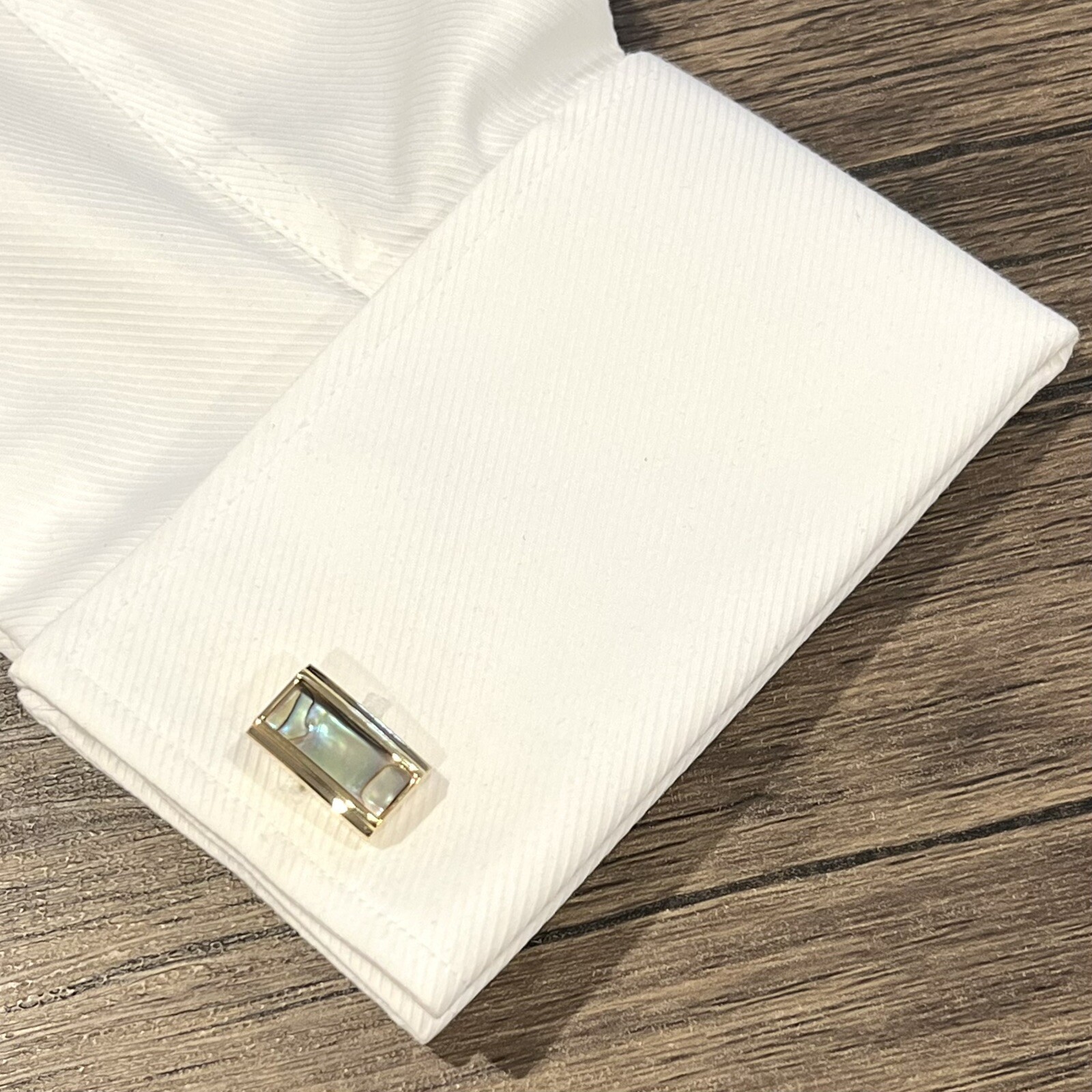 Gold Frame Abalone Cufflinks For Men Birthday Wedding Rectangle Abalone Cufflink