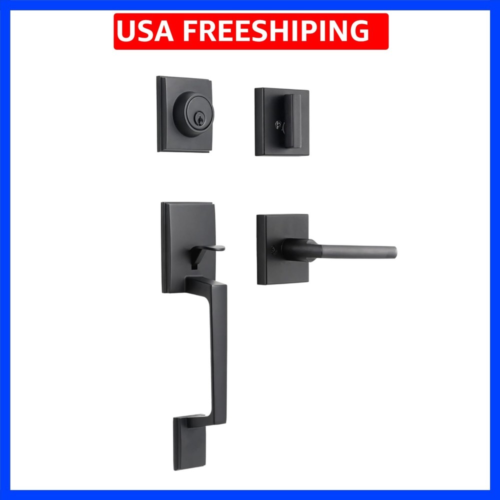 Front Door Handle Sets with Deadbolt Entry Door Locksets Single Cylinder Hand...