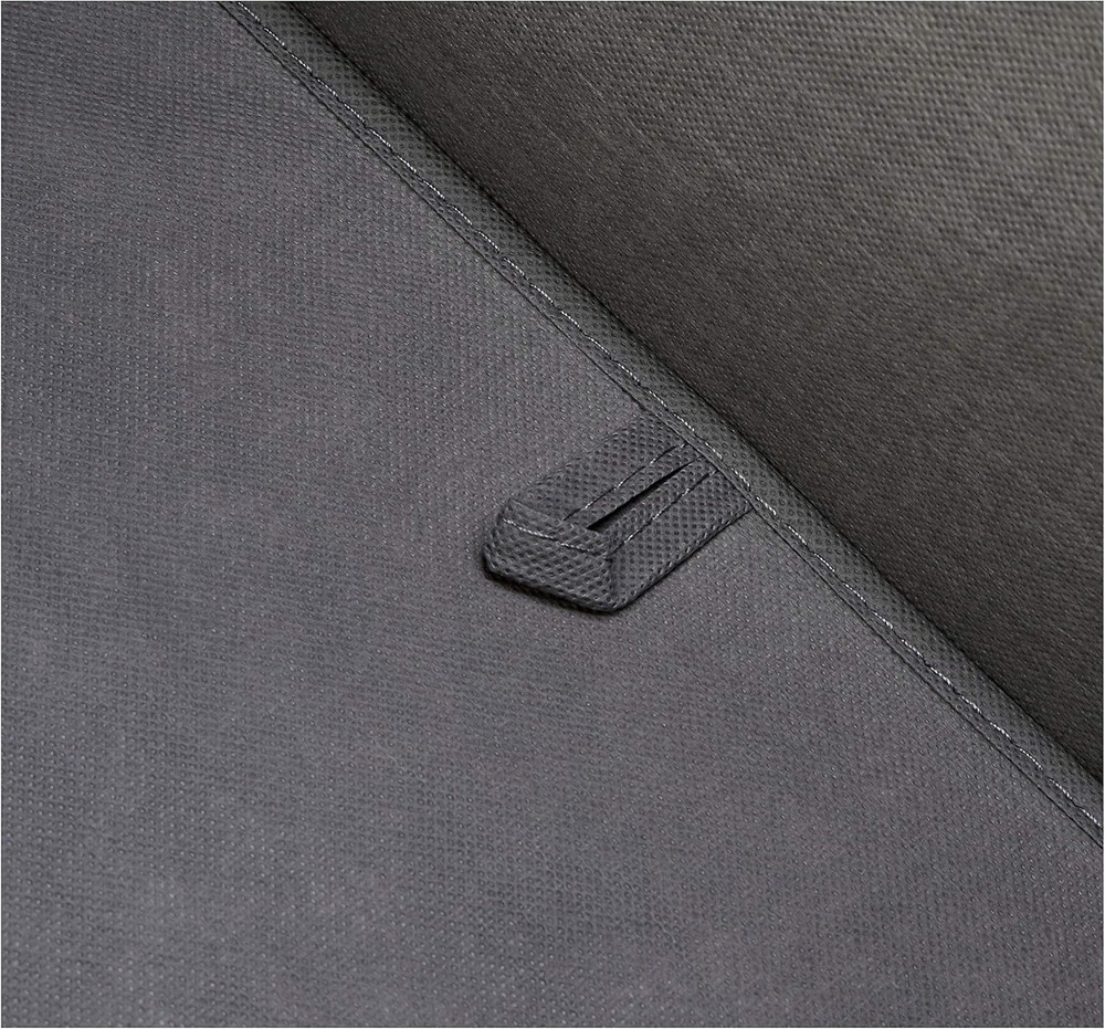 Foldable Burlap Cloth Cube Storage Bin W/ Lid Stackable & Sturdy Gray Set of 2